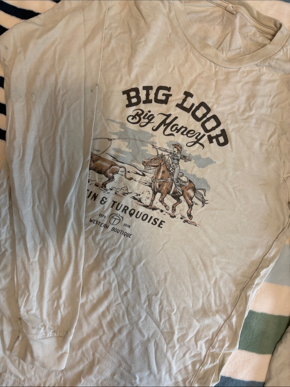 Big Loop Big Money Graphic Long-Sleeve Shirt - Light Blue